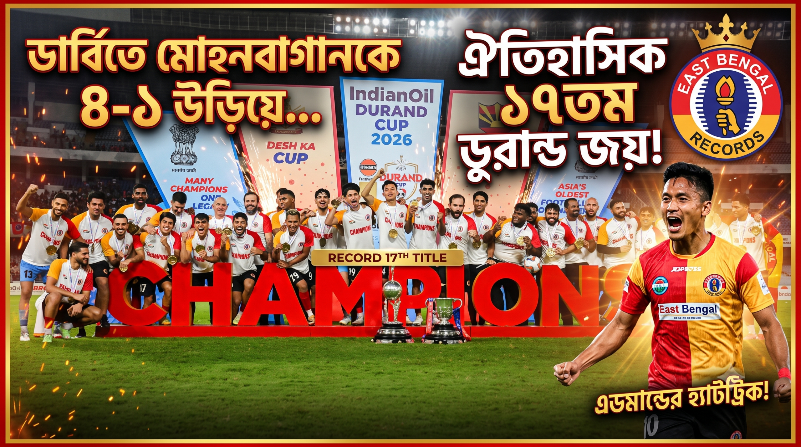East Bengal Crush Mohun Bagan 4-1 to Win Record 17th Durand Cup