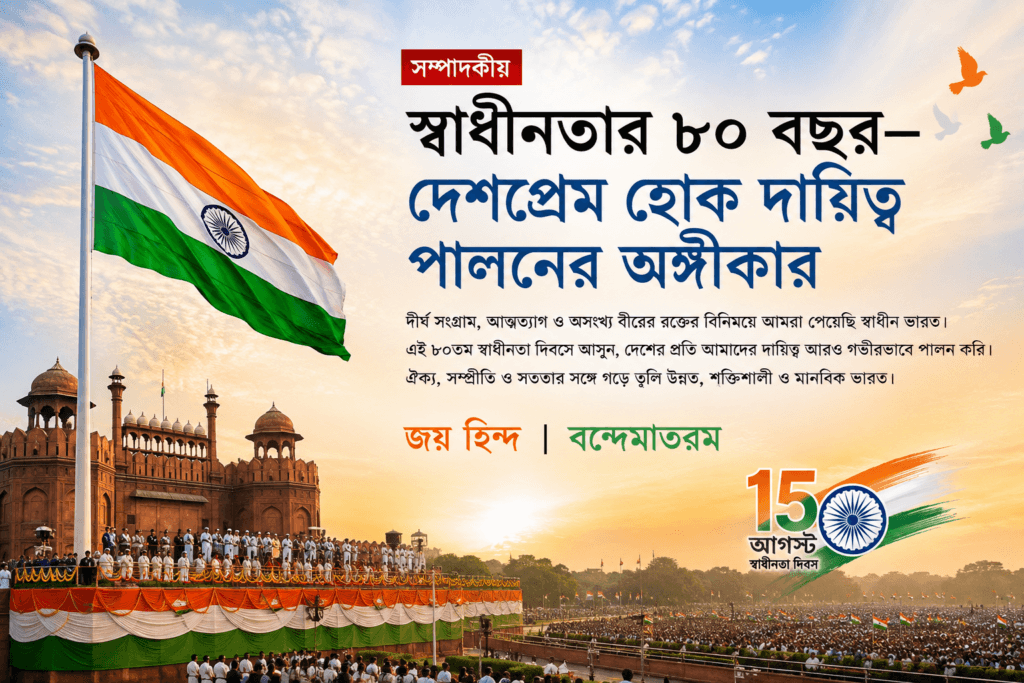 সম্পাদকীয় স্বাধীনতার ৮০ বছর—দেশপ্রেম হোক দায়িত্ব পালনের অঙ্গীকার
